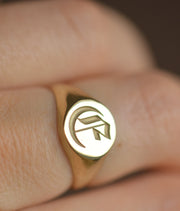monogram signet ring, gothic signet ring 