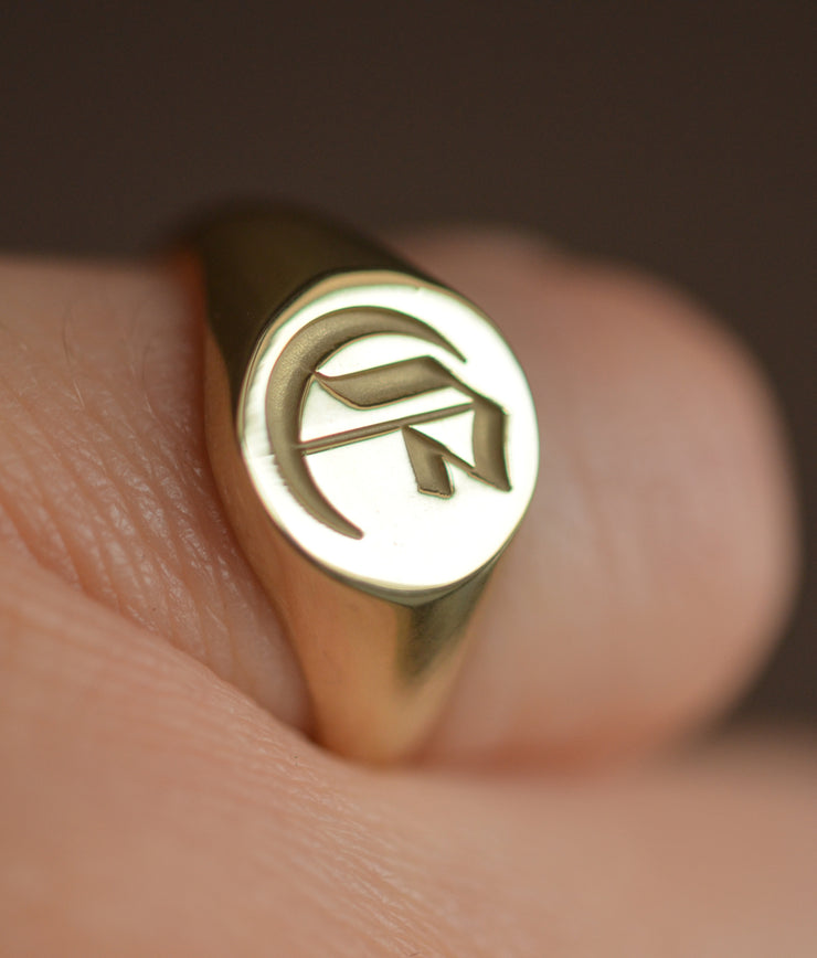 monogram signet ring, gothic signet ring