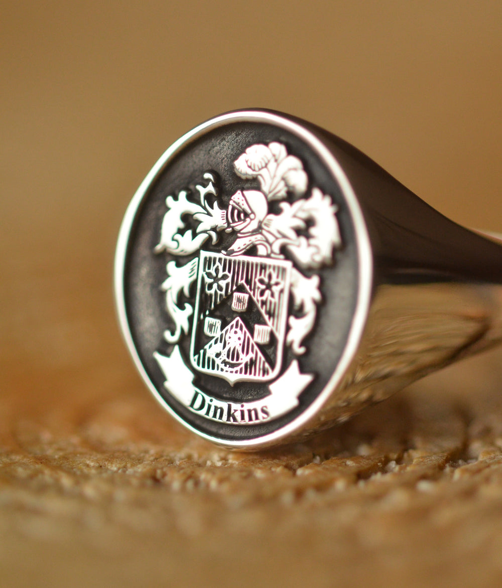 Custom Made Family Crest Ring - Dinkins Crest - Any Crest-Minimalist Designs