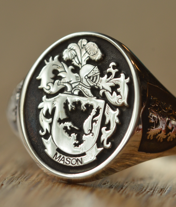 Custom Made Family Crest Ring - Mason Crest - Any Crest-Minimalist Designs