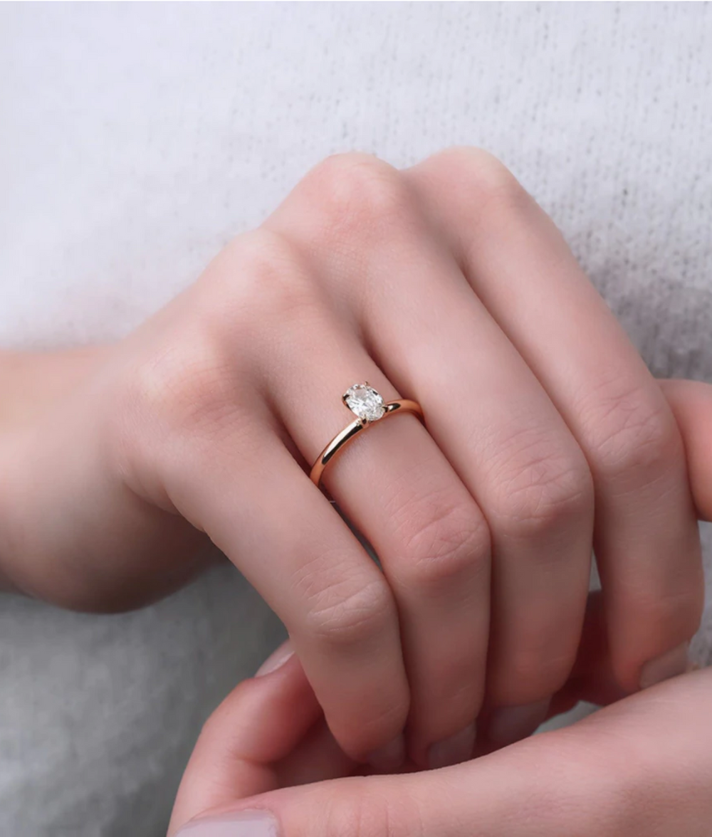 Oval Cut HRD Certified Solitaire Diamond Ring