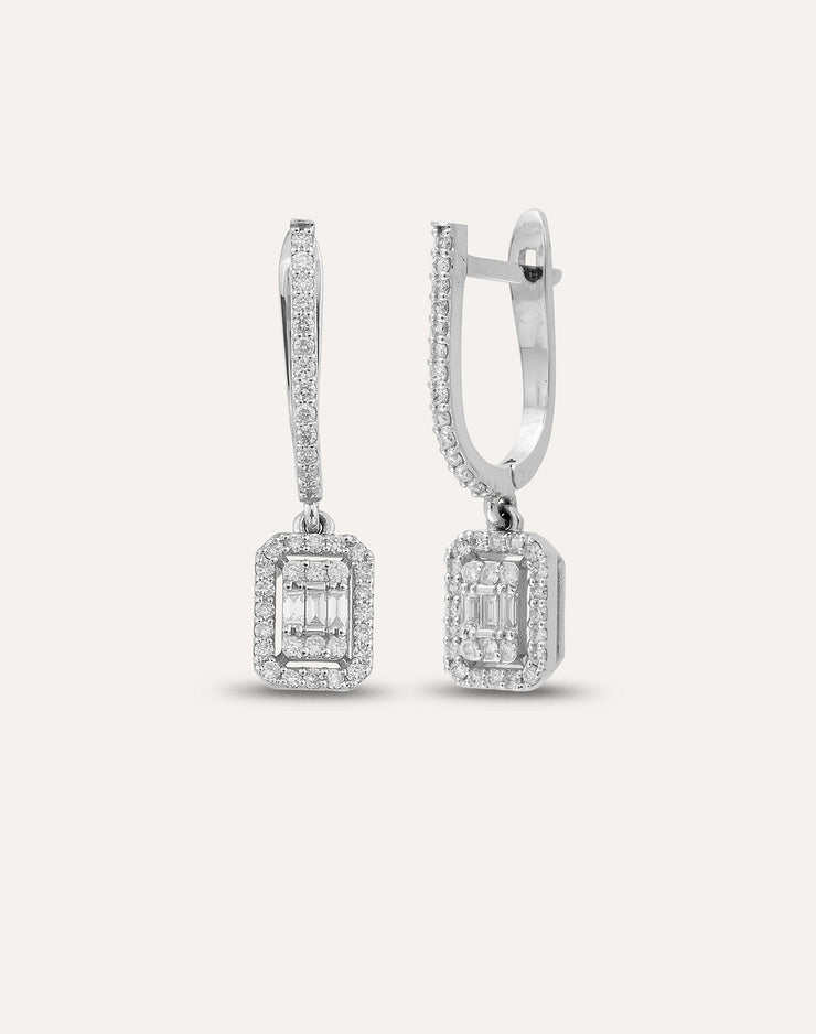 0.64 CT Baguette Diamond Earrings