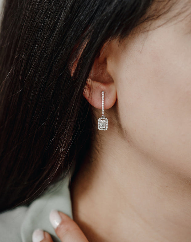 0.64 CT Baguette Diamond Earrings