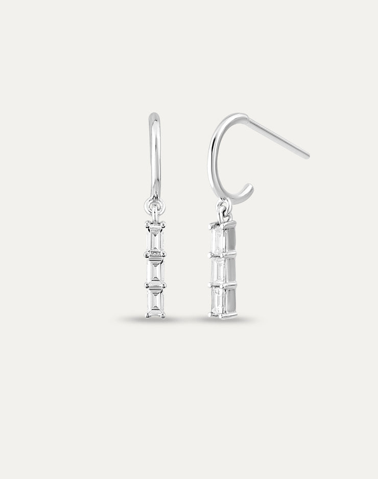 0.32 CT Baguette Diamond Dangle Earrings